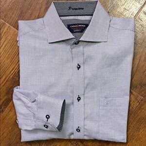 Light Blue Micro Dot Cotton Dress Shirt Premium By Casa Moda